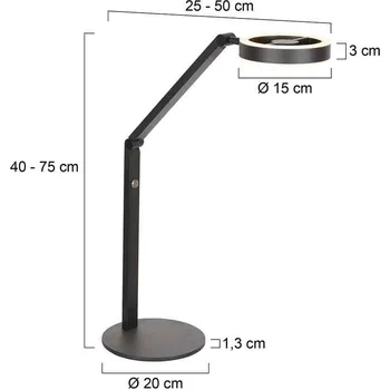 Lampička Steinhauer LED stolní lampa Ringlux, černá, kov, nastavitelná - Stínidlo na lampu - Ø 15 cm, výška 3 cm; podstavec - Ø 25 cm, výška 1,3 cm černý 2 x 5 W LED - Doprava zdarma