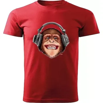 Chlapecké tričko tričko opice se sluchátky červené L