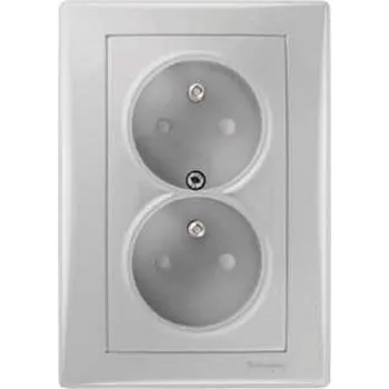 Elektrická zásuvka Zás.2x + clon.SEDNA SDN2800560 alu Schneider Electric CZ 07-20-027-28111