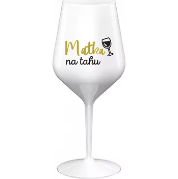 Sklenice MATKA NA TAHU - bílá nerozbitná sklenice na víno 470 ml
