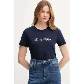 Bavlněné tričko Tommy Hilfiger WW0WW47210 námořnická modř 59X, vel. S