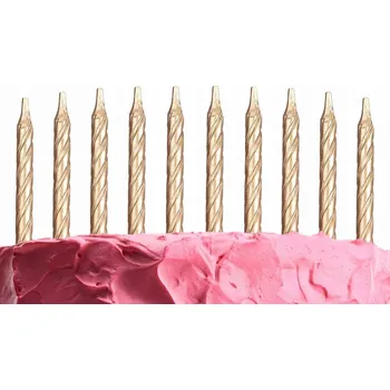 Dortová svíčka Narozeninové svíčky NA DORT 10 kusů ZLATÉ