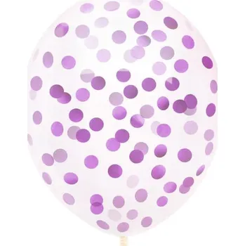 Balónek Balónky průhledné s fialovým konfetti 30cm 3ks