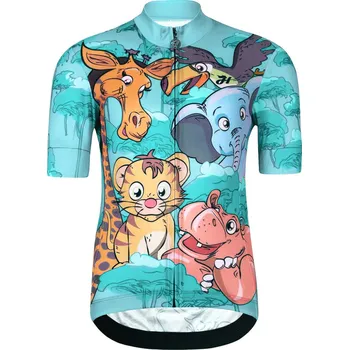 cyklistický dres HOLOKOLO Cyklistický dres s krátkým rukávem - SAFARI - tyrkysová/vícebarevná XS-125cm