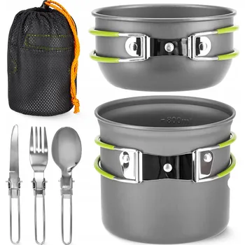 Sada nádobí Sada turistického nádobí Mountain Goat 1,2 l hliníková šedá