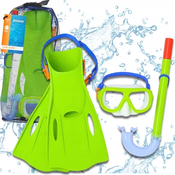 Potápěčská maska Potápěčská sada Sanxin Maska Snorkling Okularki Młodzieżowe + Płetwy zelená