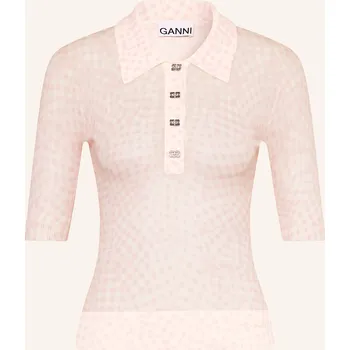 Dámská košile Ganni Dámská Žerzejová Polokošile, světle růžová / bílá, 38