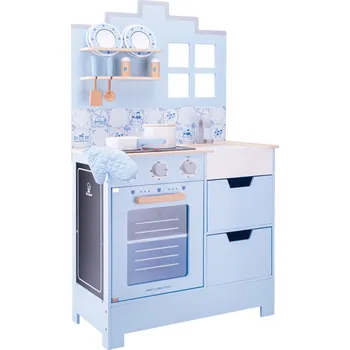 Hra na obchod New Classic Toys Dřevěná romantická kuchyňka - světle modrá