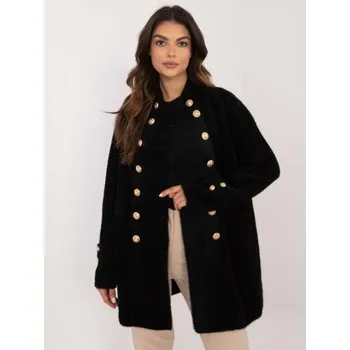 Dámský kabát Dámský kabát z alpaky s knoflíky dvouřadový černý