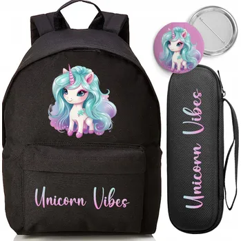 Školní batoh Školní SADA Batoh + Organizér + Odznak UNICORN VIBES Do Školy Stylový Módní
