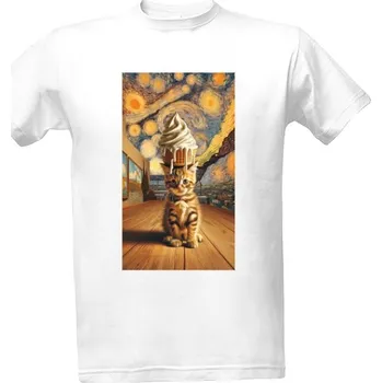 Pánská móda Tričko s potiskem Angry kitty with ice cream on its head 18 pánské