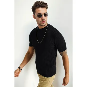 Pánský svetr 33307 Dewberry Mens Crew Neck Short Sleeve Thin Knit Sweater-BLACK dewberry černá 3370664