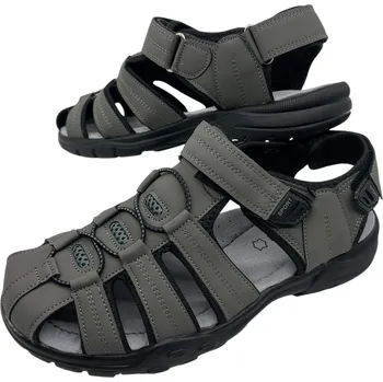 Pánské sandále Cabin Pánské šedé sandály s uzavřenou špičkou a odepínacím páskem Barva: Šedá, Velikost: 40