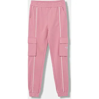 Chlapecké kalhoty Dětské tepláky Guess růžová barva, J5YB04 KCY62 J5YB04.KCY62.9BYA 34X, vel. 158-166