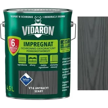Lak na dřevo Vidaron Impregnat ochranná impregnační lazura na dřevo V16 Antracit šedý 4,5l