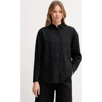 Pánská košile Lněná košile Tommy Hilfiger WW0WW46509 černá 99X, vel. 36