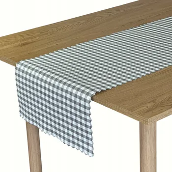 ubrus Šedý běhoun na stůl Greta s kostkovaným vzorem, odolný proti skvrnám, 50x120 cm