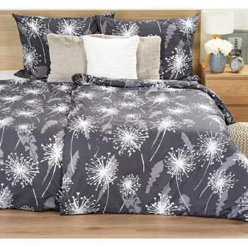 Povlečení 4Home Bavlněné povlečení Midnight Dandelions, 140 x 200 cm, 70 x 90 cm, šedá