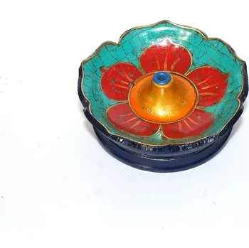 Čajovna Stojánek Nepál/dřevo/ kámen - vykládaný/ modrý okraj