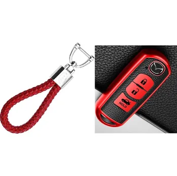KASER Pouzdro / Obal na klíč od auta Mazda 3 5 6 / MX RX CX + přívěsek na klíče Červená