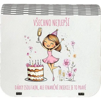 Vánoční dekorace Coolkousky Originální dárková krabička na bankovky v injekcích - "Všechno nejlepší" - pro dámy