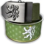 Textilní opasek Český lev - khaki + DÁRKOVÉ BALENÍ