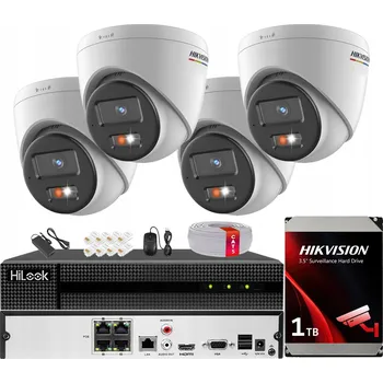 Bezpečnostní kamera Monitorovací sada 4 IP kamer 4MPx ColorVu Hybrid Light IR30m Hikvision 1TB