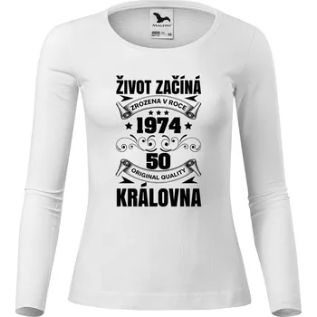 Dámské tričko DOBRÝ TRIKO Dámské bavlněné triko Život začíná královna Velikost: 3XL, Barva: Bílá