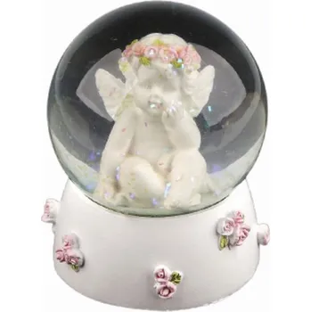 Vánoční dekorace Sněhová koule průměr 6,5 cm andílek