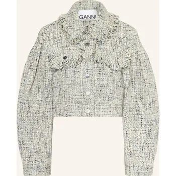 Ganni Dámská Tvídová Bunda, krémová / tmavě modrá / tmavě...