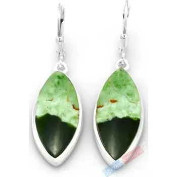 Náušnice Stříbrné náušnice (Ag 925/1000) s chromchalcedonem QA, cca 29 x 12 mm, RARITA (CHN7870U)