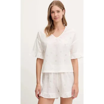 Dámské pyžamo Bavlněné pyžamo United Colors of Benetton dámské, bílá barva, bavlněné, 4SHX3P03X 00X, vel. S