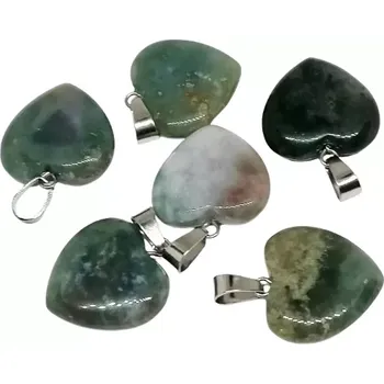 Přívěsek Achát mechový srdíčko přívěsek – velikost 2 cm