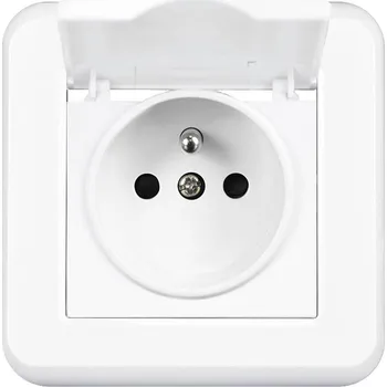 Elektrická zásuvka UNIC Elektrická zásuvka 230V s krytem IP44, bílá plast