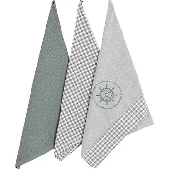 Forbyt Utěrky Káro a kruh šedá 45 × 70 cm, 3 ks