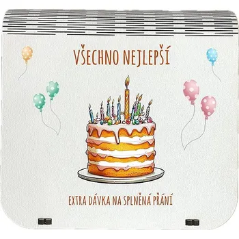 Vánoční dekorace Coolkousky Originální dárková krabička na bankovky v injekcích - "Všechno nejlepší" - dort