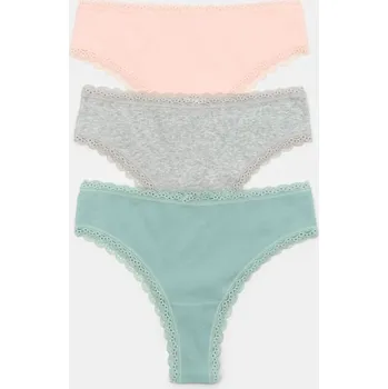 Dámské spodní prádlo Sinsay - Bavlněné brazilské kalhotky 3 pack - vícebarevná - 820EO-MLC - 820EO-MLC-M