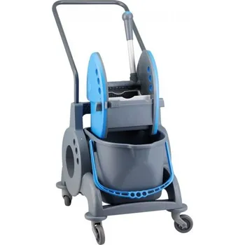 Úklidový vozík Úklidový vozík MERIDA jednokbelíkový 15 l + box 8l s úchyty, modrý ždímač mopu