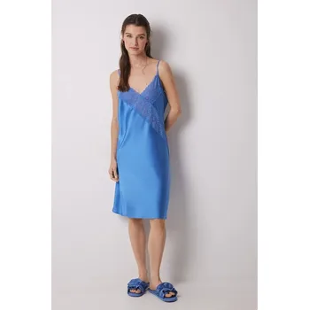 Dámská noční košile Noční košilka women'secret dámská, modrá barva, saténový, 3419152 55X, vel. XS