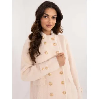 Dámský kabát Dámský kabát z alpaky s kapsami krémový