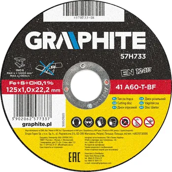 Řezný kotouč Graphite Řezací kotouč na kov, 125 x 1.0 22.2 mm, 41 A60-T-BF, INOX 57H733