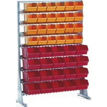 Dílenský regál Jednostranný regál s boxy Unibox (44 ks)