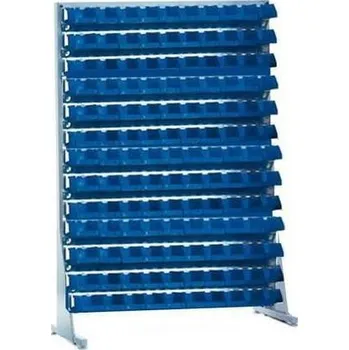 Dílenský regál Jednostranný regál s boxy Unibox (120 ks)