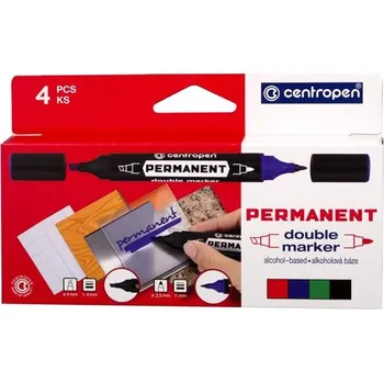Permanentní popisovač Centropen 1666 - DOUBLE marker, sada 4 barev