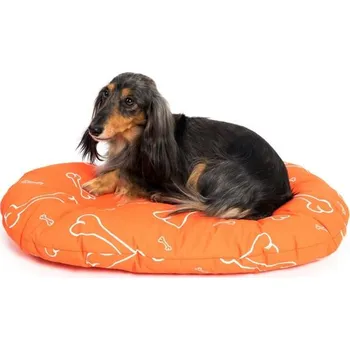 Pelíšek pro psa Samohýl Exclusive Polštář ovál bavlna vzor Kost oranžovo/bílý 60 cm