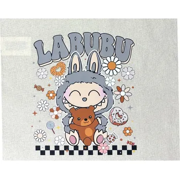 Bavlněná taška Labubu - stylová taška s hravým designem - ŠEDÁ