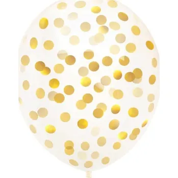 Balónek Balónky průhledné se zlatým konfetami 30cm 3ks