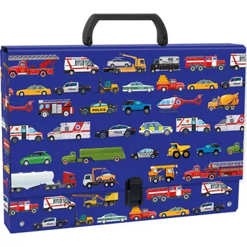 Set školních potřeb Tvrzený kufřík A4 – BackUp Vozidla | KIDEA