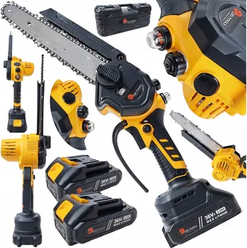 Motorová pila PowerCut Set mini pila 36V s kufrem, 2 bateriemi, řetězem + DÁREK: vodicí lišta a řetěz navíc