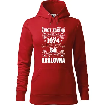 Dámská mikina DOBRÝ TRIKO Dámská mikina s potiskem Život začíná královna Velikost dámské mikiny: M, Barva: Červená
